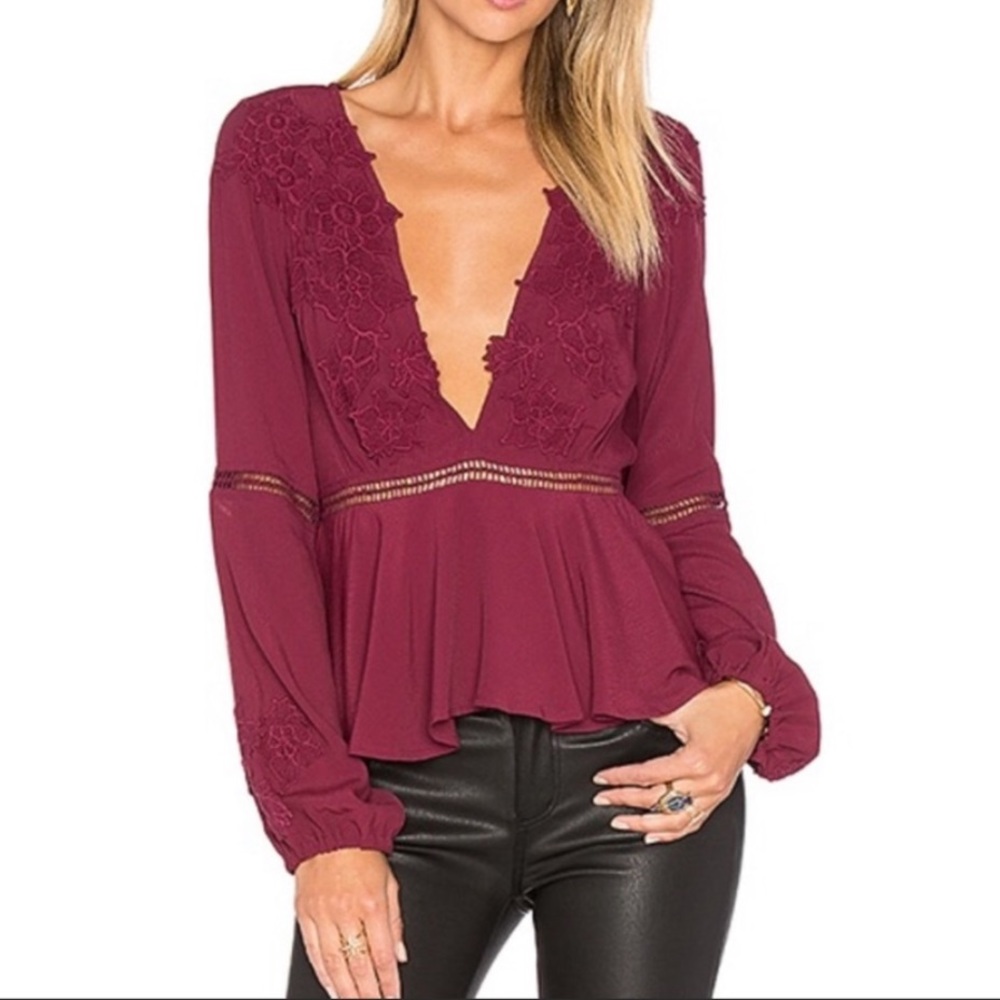 For Love & Lemons | Low-V Neck Blouse NWT